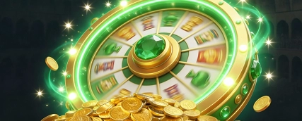HeroSpin roulette wheel with coins and glowing effects
