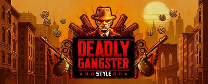 HeroSpin Deadly Gangster slot game banner with outlaw character